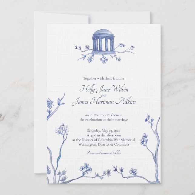 Invitación BODA conmemorativo de la guerra en DC - Holly y Ja (Anverso)