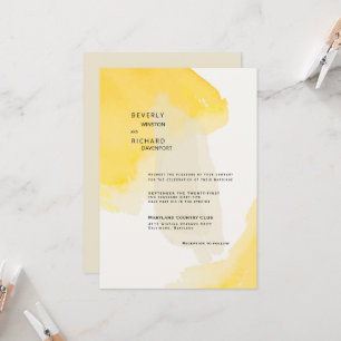 Invitación Boda contemporánea amarilla y crema con floritura