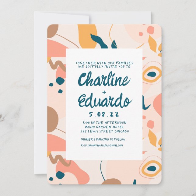 Invitación Boda contemporánea colorida Pastel moderno (Anverso)