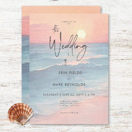 Invitación Boda contemporánea de playa de color de la marea d