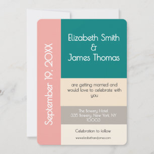Invitación Boda contemporánea moderna de color azul verdoso t