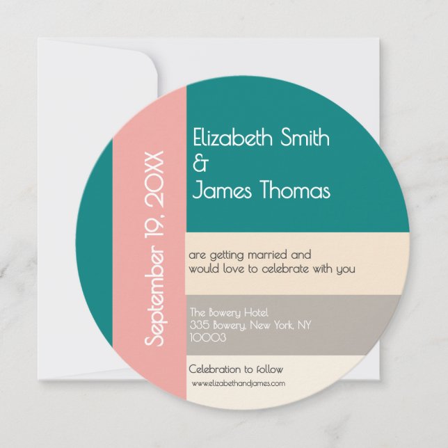 Invitación Boda contemporánea moderna teal transformadora (Anverso)