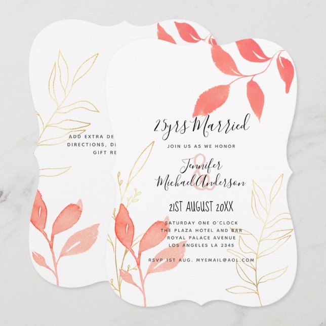 Invitación Boda contemporáneo ANIVERSARIO CUALQUIER manuscrit (Anverso / Reverso)