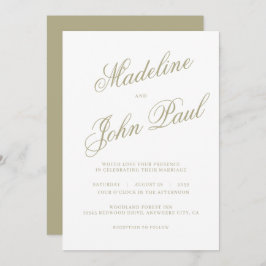 Invitación Boda contemporáneo de caligrafía verde sabana