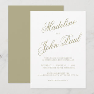 Invitación Boda contemporáneo de caligrafía verde sabana