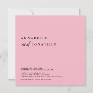 Invitación Boda contemporáneo de color blanco rosa pastel mod