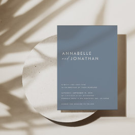 Invitación Boda contemporáneo de escritura azul polvorienta m