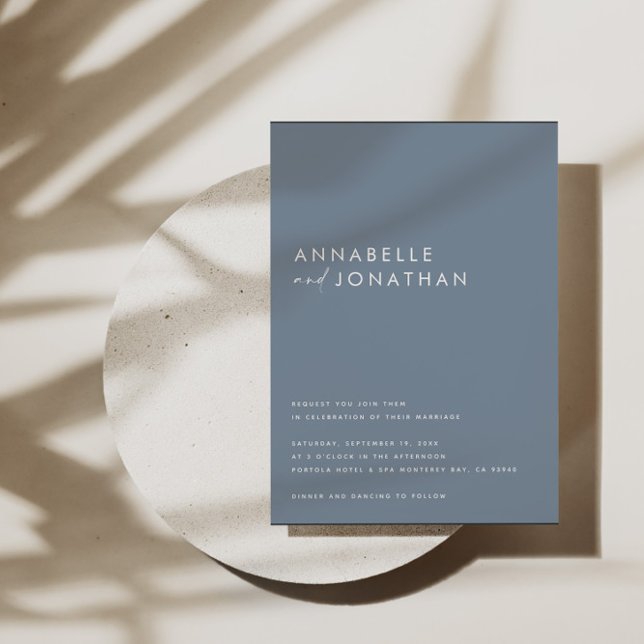 Invitación Boda contemporáneo de escritura azul polvorienta m (Subido por el creador)