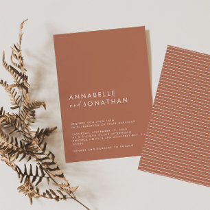 Invitación Boda contemporáneo de escritura moderna de terraco