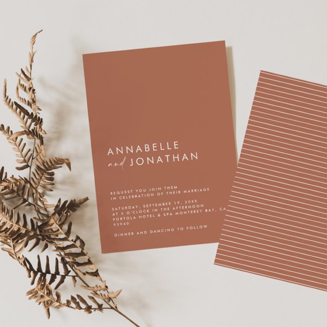 Invitación Boda contemporáneo de escritura moderna de terraco (Subido por el creador)