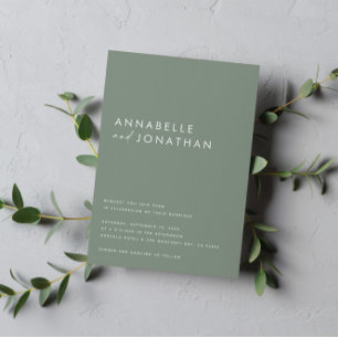 Invitación Boda contemporáneo del guión verde sabio moderno
