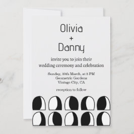 Invitación Boda contemporáneo geométrico negro y blanco
