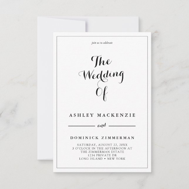 Invitación Boda Contemporáneo Sencillo RSVP (Anverso)