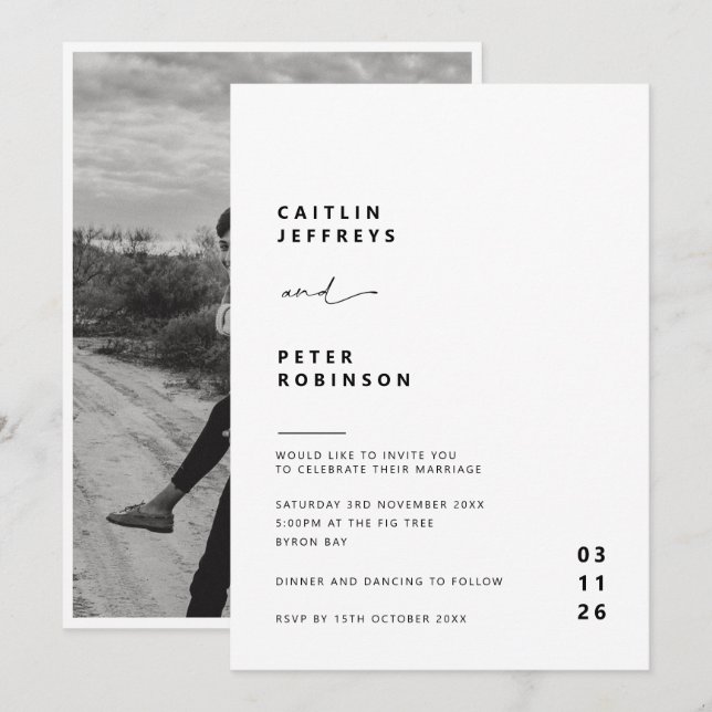 Invitación Boda contemporáneo sencillo y moderno (Anverso / Reverso)