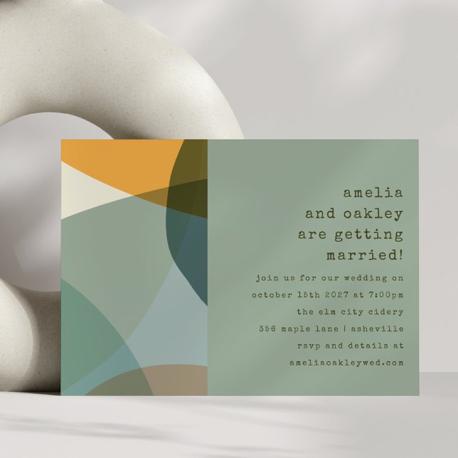 Invitación Boda contemporáneo verde oscuro abstracto moderno (Subido por el creador)