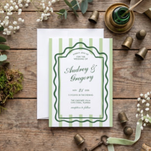 Invitación Boda Coquette Minimalista Verde