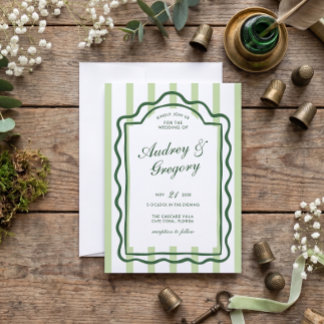 Invitación Boda Coquette Minimalista Verde