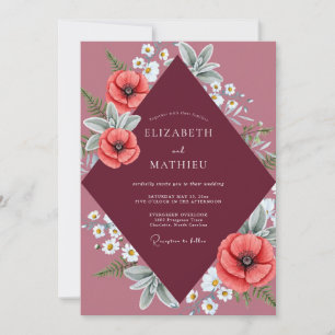 Invitación Boda Coral Amapola Burgundy