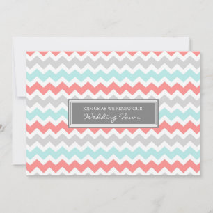 Invitación Boda Coral Aqua Chevron promete renovación
