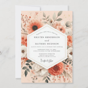 Invitación Boda Coral Artístico en Flor