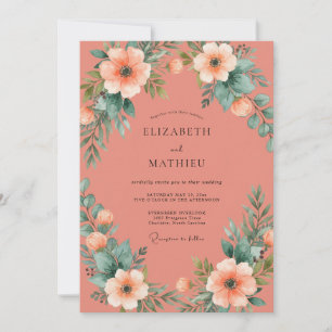 Invitación Boda Coral Delicado Floración