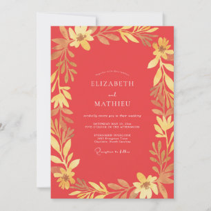Invitación Boda Coral Gold Leafy