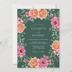 Invitación Boda Coral Petal de Fucsia