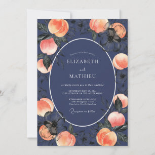 Invitación Boda Coral Pétalo Rubor Medianoche