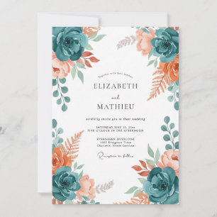 Invitación Boda Coral Polvoriento Verde