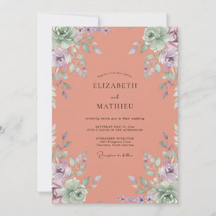 Invitación Boda Coral Rosa Pálido Pétalo
