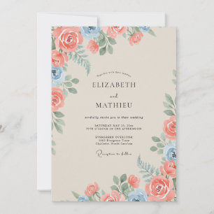 Invitación Boda Coral Rosa Suave Azure