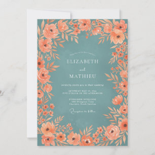 Invitación Boda Coral Steel Wildflower