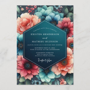 Invitación Boda Coral Teal