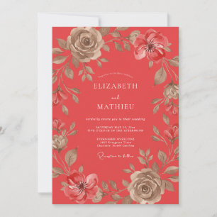 Invitación Boda Coral Vintage Rosa