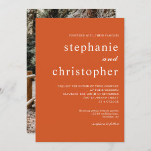 Invitación Boda coralina de la foto de la escritura elegante