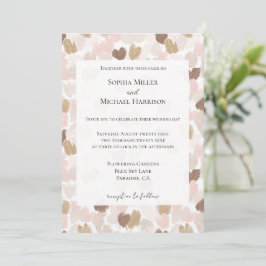 Invitación Boda Corazones Rosa Crema Marrón Rosa Rubor Románt
