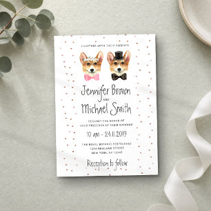 Invitación Boda Corgi Perro Novia Novio Pareja San Valentín