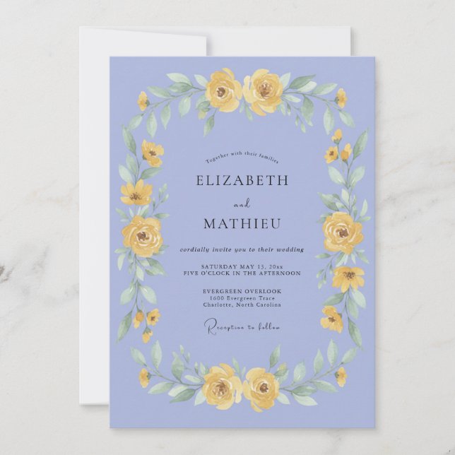 Invitación Boda Corona Amarilla de Vinca de Prado (Anverso)