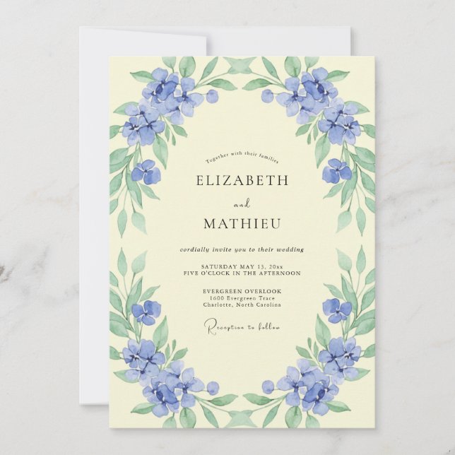 Invitación Boda Corona Amarilla Periwinkle (Anverso)