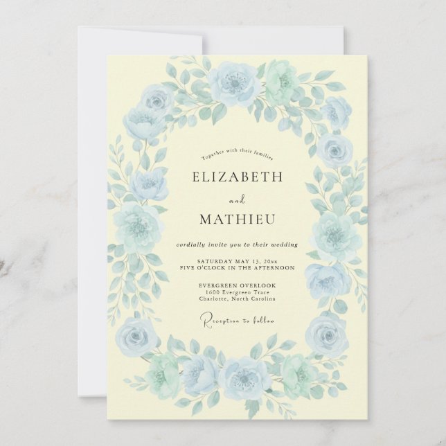 Invitación Boda Corona Amarillo Aciano (Anverso)