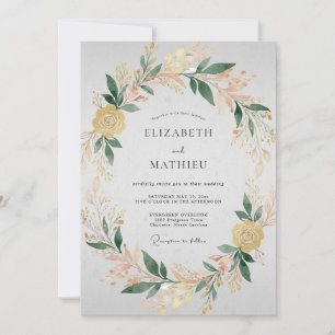 Invitación Boda Corona Amarillo Champán