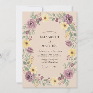 Invitación Boda Corona Amarillo Malva