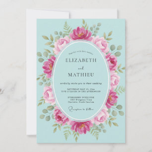Invitación Boda Corona Aqua Magenta