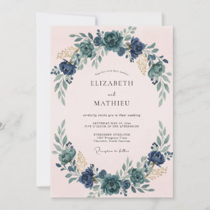Invitación Boda Corona Azul Rubor