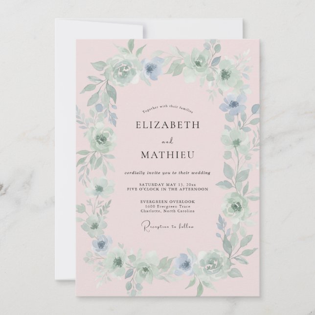 Invitación Boda Corona Azul Rubor (Anverso)