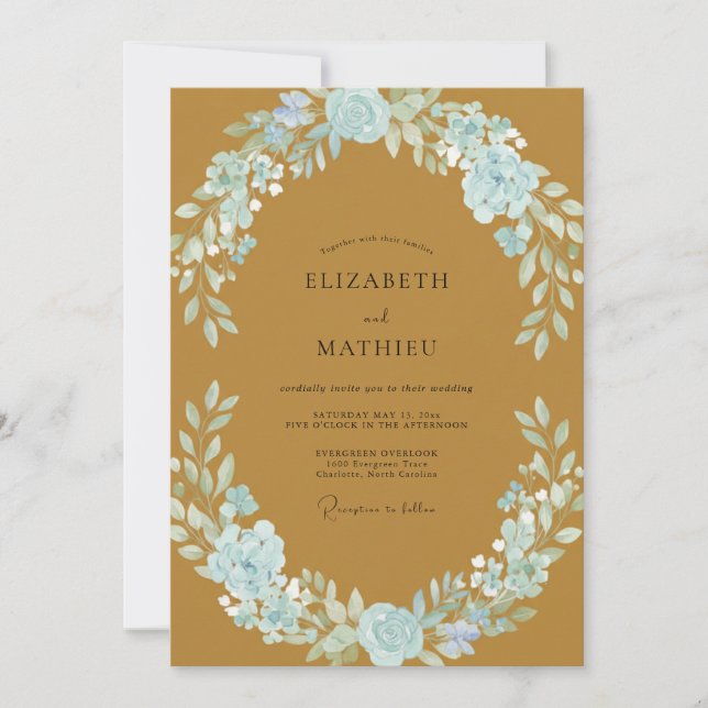 Invitación Boda Corona Azur Ocre (Anverso)