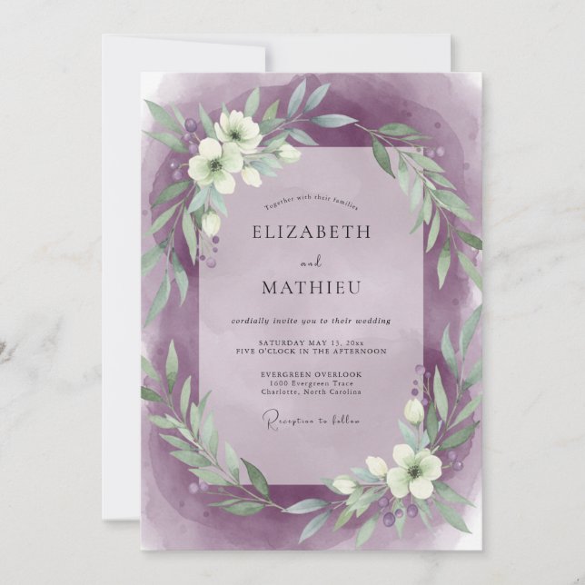 Invitación Boda Corona Blanca de Amatista (Anverso)