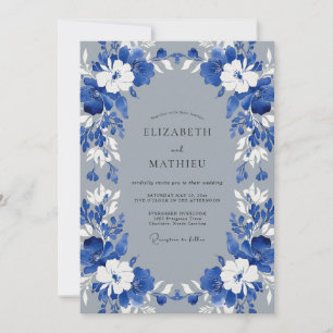 Invitación Boda Corona Blanca de Cobalto