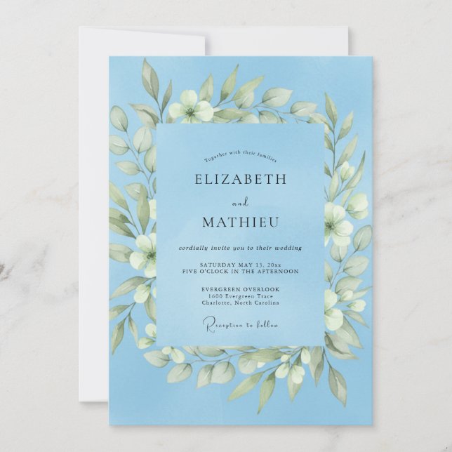 Invitación Boda Corona Blanca de Periwinkle (Anverso)