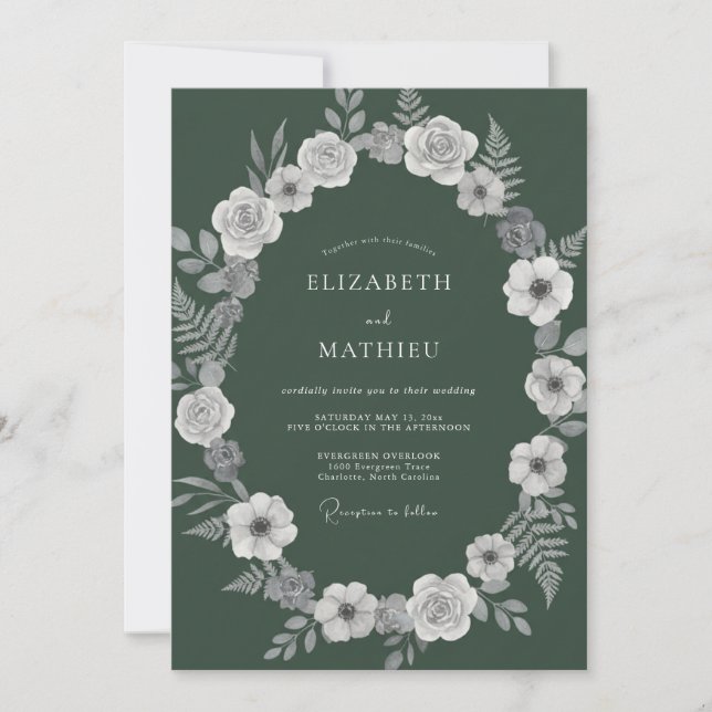 Invitación Boda Corona Blanca Siempreviva (Anverso)
